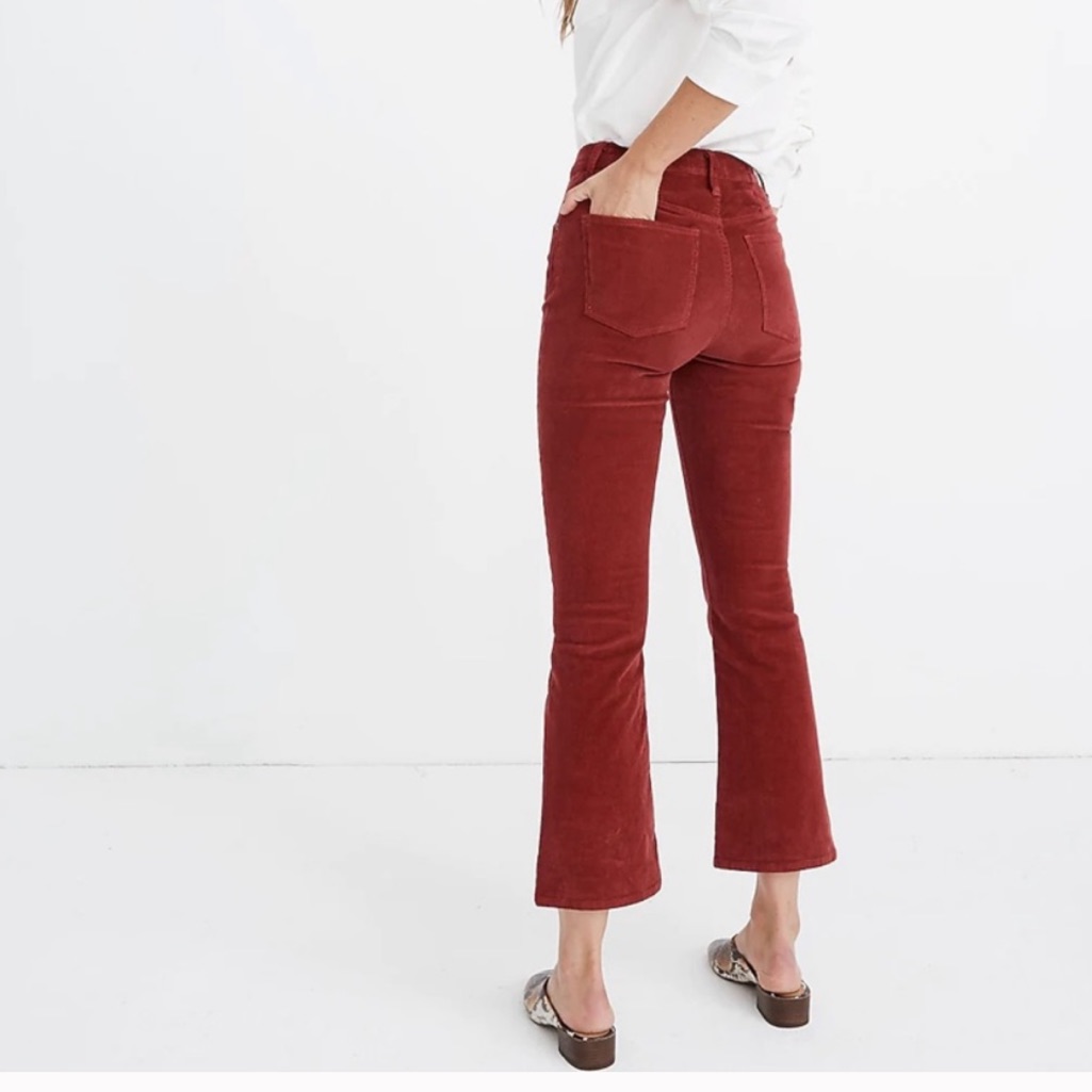 Nwot Madewell Cali Demi Boot Cut Corduroy Pants 24 Cropped High Rise Rust Red